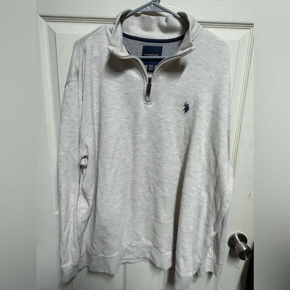 U.S. Polo Assn 3XL Light Cream Zippered Pullover